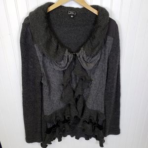Lisa International Gray Ruffle Sweater